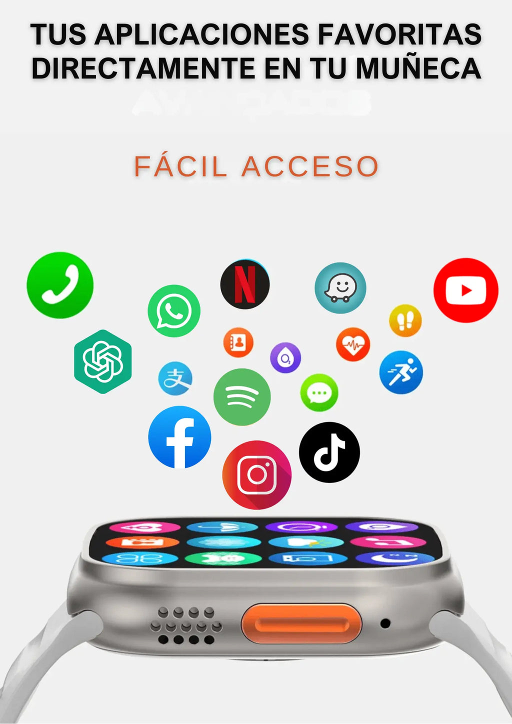 Reloj Inteligente  Convierte tu muñeca en un mini celular con funciones exclusivas de salud y bienestar.