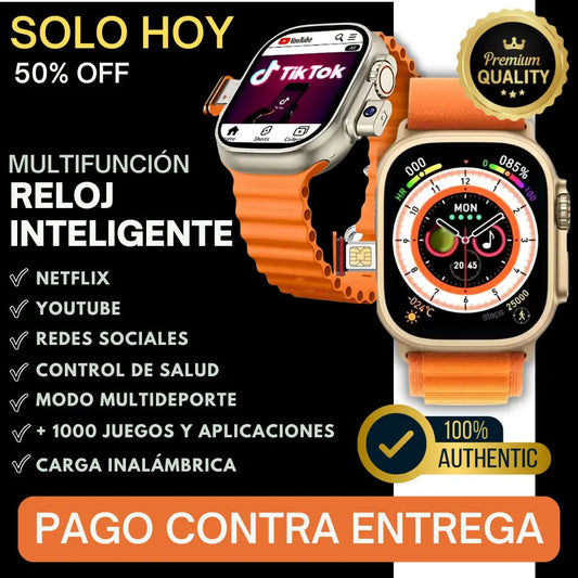 Reloj Inteligente  Convierte tu muñeca en un mini celular con funciones exclusivas de salud y bienestar.